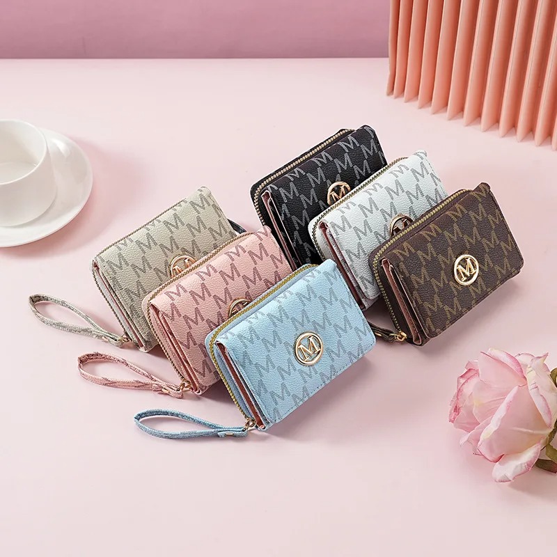 Wallets - Dreifach-Reißverschluss-Geldbörse mit Buchstabenmuster, stilvolle mehrfarbige Kartenhalter