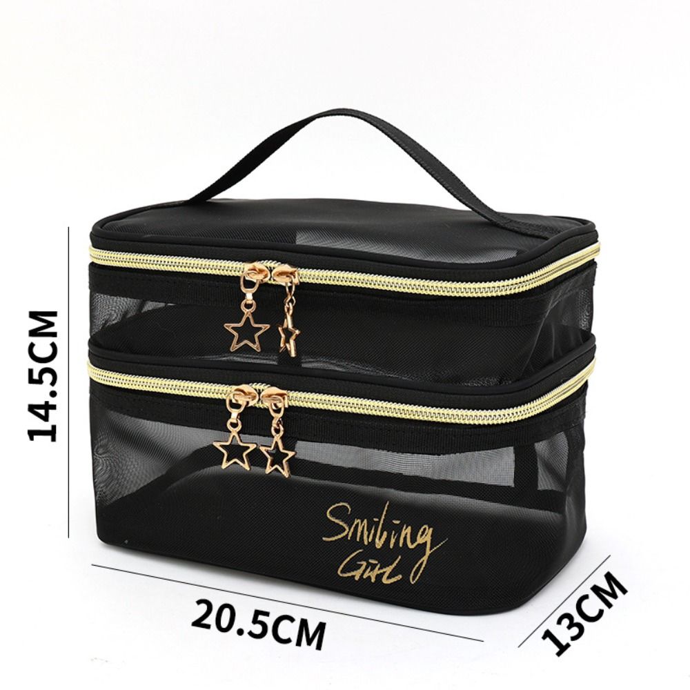Cosmetic Bags - Neue Nylon-Kosmetiktasche, doppellagig, große Kapazität, Reise-Kosmetiktasche,