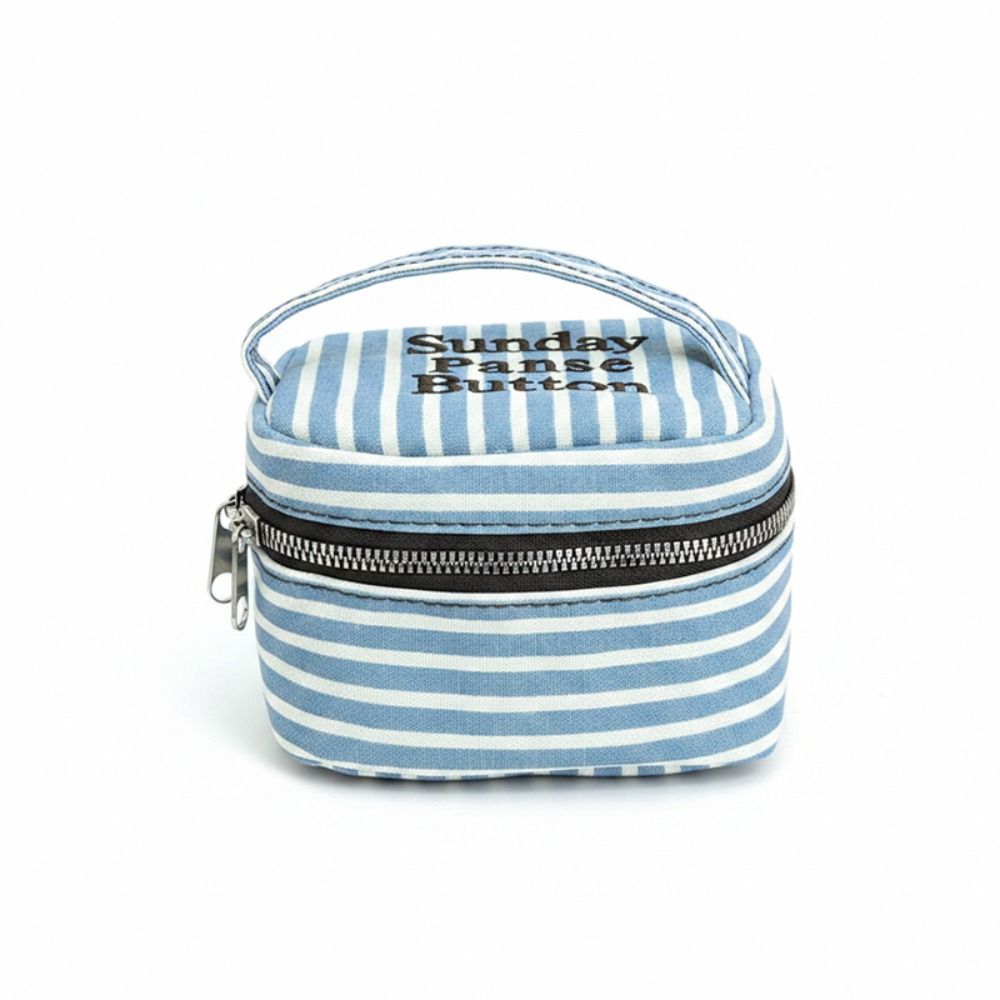 Cosmetic Bags - Tragbare, blau-weiß gestreifte, quadratische Aufbewahrungsbox, Handtasche